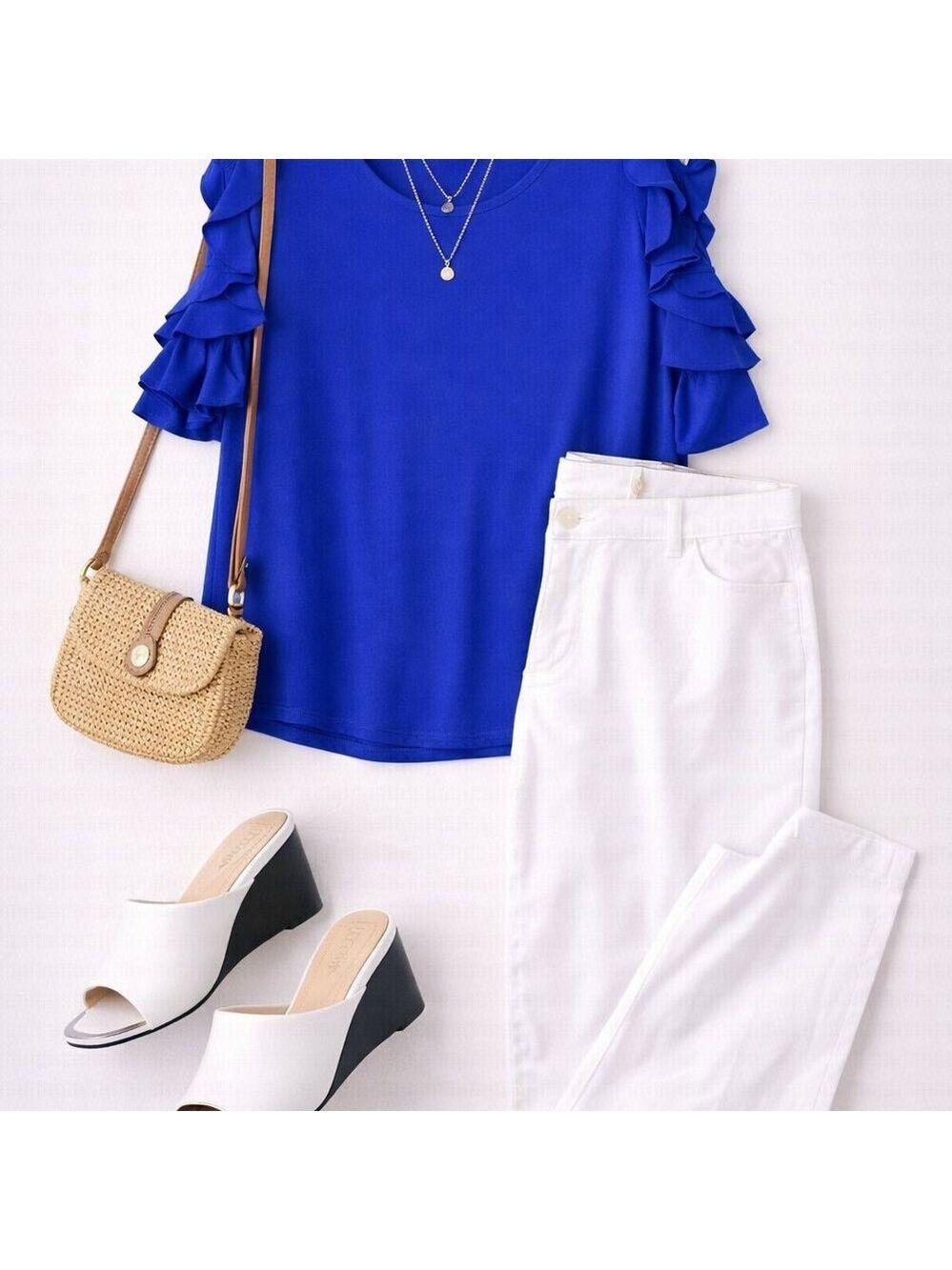 Womens Plus | Joe Boxer Royal Blue Ruffle Sleeve Blouse | BB216A
